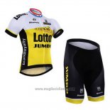 2016 Abbigliamento Ciclismo Lotto NL Jumbo Bianco e Giallo Manica Corta e Salopette