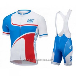 2016 Abbigliamento Ciclismo Rose Bianco e Blu Manica Corta e Salopette