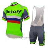 2016 Abbigliamento Ciclismo UCI Mondo Campione Tinkoff Verde Manica Corta e Salopette