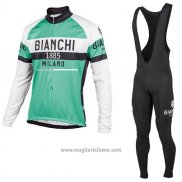 2017 Abbigliamento Ciclismo Bianchi Milano Ml Verde Manica Lunga e Salopette