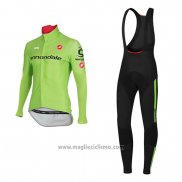 2017 Abbigliamento Ciclismo Cannondale Verde Manica Lunga e Salopette