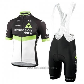 2017 Abbigliamento Ciclismo Dimension Data Verde e Nero Manica Corta e Salopette