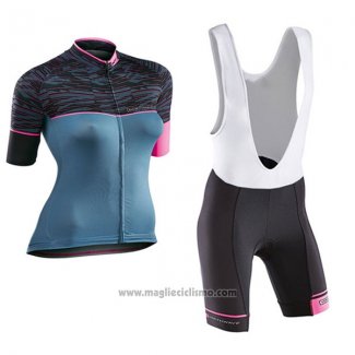 2017 Abbigliamento Ciclismo Donne Northwave Nero e Blu Manica Corta e Salopette