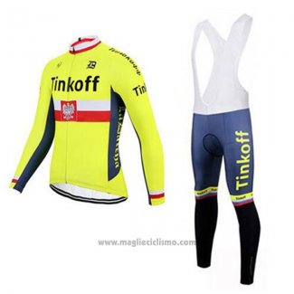 2017 Abbigliamento Ciclismo Tinkoff Giallo Manica Lunga e Salopette