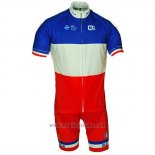 2018 Abbigliamento Ciclismo Francia Rosso Bianco Manica Corta e Salopette