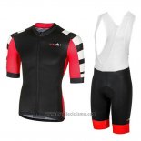 2018 Abbigliamento Ciclismo RH+ Stratos Nero Rosso Manica Corta e Salopette