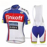 2018 Abbigliamento Ciclismo Tinkoff Saxo Bank Rosso Blu Manica Corta e Salopette