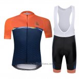 2019 Abbigliamento Ciclismo Chomir Arancione Spento Blu Manica Corta e Salopette