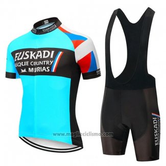 2019 Abbigliamento Ciclismo Euskadi Murias Blu Nero Manica Corta e Salopette