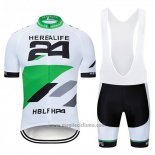 2019 Abbigliamento Ciclismo Herbalifr 24 Bianco Verde Manica Corta e Salopette