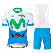 2019 Abbigliamento Ciclismo Movistar Blu Bianco Manica Corta e Salopette