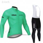 2019 Abbigliamento Ciclismo STRAVA Verde Manica Lunga e Salopette