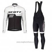 2019 Abbigliamento Ciclismo Scott Nero Bianco Manica Lunga e Salopette