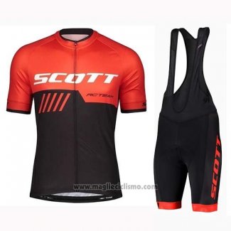 2019 Abbigliamento Ciclismo Scott Nero Rosso Manica Corta e Salopette