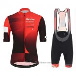 2019 Abbigliamento Ciclismo Tour de Suisse Rosso Nero Manica Corta e Salopette