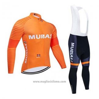 2020 Abbigliamento Ciclismo Euskadi Murias Arancione Manica Lunga e Salopette