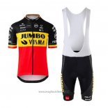 2020 Abbigliamento Ciclismo Jumbo Visma Nero Giallo Rosso Manica Corta e Salopette