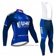 2020 Abbigliamento Ciclismo UHC Spento Blu Manica Lunga e Salopette