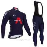 2021 Abbigliamento Ciclismo Ineos Grenadiers Spento Blu Manica Lunga e Salopette