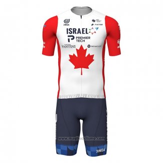 2022 Abbigliamento Ciclismo Canada Champion Israel Cycling Academy Rosso Manica Corta e Salopette