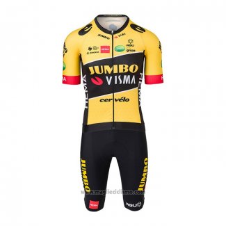 2022 Abbigliamento Ciclismo Jumbo Visma Nero Giallo Manica Corta e Salopette