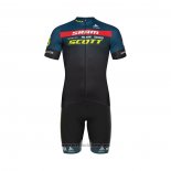 2022 Abbigliamento Ciclismo Scott Sram Nero Blu Manica Corta e Salopette