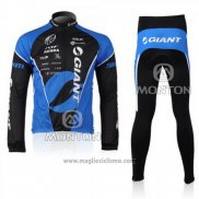 2010 Abbigliamento Ciclismo Giant Nero e Blu Manica Lunga e Salopette