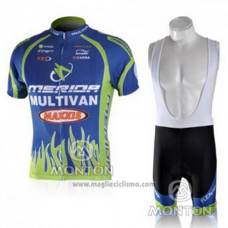 2010 Abbigliamento Ciclismo Merida Blu e Verde Manica Corta e Salopette