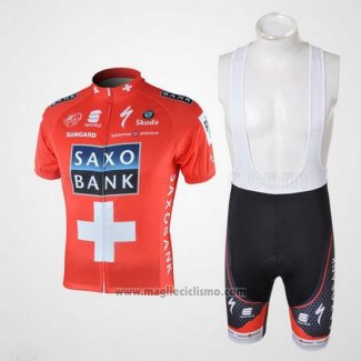 2010 Abbigliamento Ciclismo Saxo Bank Campione Svizzera Manica Corta e Salopette