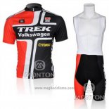 2010 Abbigliamento Ciclismo Trek Nero e Rosso Manica Corta e Salopette