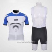 2011 Abbigliamento Ciclismo Santini Blu e Bianco Manica Corta e Salopette