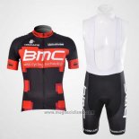 2012 Abbigliamento Ciclismo BMC Nero e Rosso Manica Corta e Salopette