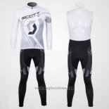 2012 Abbigliamento Ciclismo Scott Bianco e Grigio Manica Lunga e Salopette