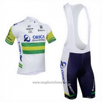 2013 Abbigliamento Ciclismo Orica GreenEDGE Bianco Manica Corta e Salopette