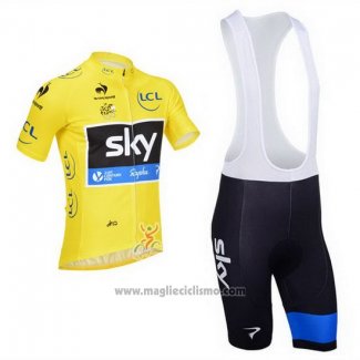 2013 Abbigliamento Ciclismo Sky Lider Giallo e Nero Manica Corta e Salopette