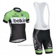 2014 Abbigliamento Ciclismo Belkin Verde e Nero Manica Corta e Salopette