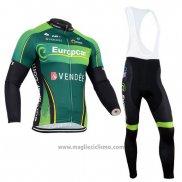 2014 Abbigliamento Ciclismo Europcar Nero e Verde Manica Lunga e Salopette