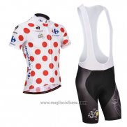 2014 Abbigliamento Ciclismo Tour de France Bianco e Rosso Manica Corta e Salopette