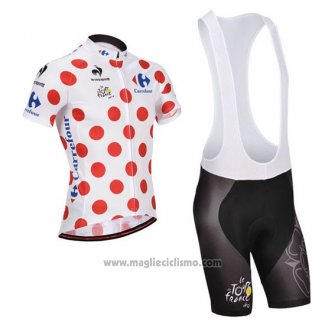 2014 Abbigliamento Ciclismo Tour de France Bianco e Rosso Manica Corta e Salopette