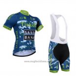 2015 Abbigliamento Ciclismo Tinkoff Saxo Bank Celeste e Blu Manica Corta e Salopette