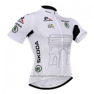 2015 Abbigliamento Ciclismo Tour de France Bianco Manica Corta e Salopette