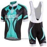 2016 Abbigliamento Ciclismo Bianchi Nero e Celeste Manica Corta e Salopette