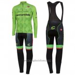 2016 Abbigliamento Ciclismo Cannondale Nero e Verde Manica Lunga e Salopette