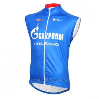 2016 Gilet Antivento Gazprom Rusvelo Colnago Blu e Bianco