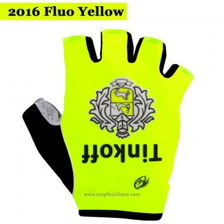 2016 Saxo Bank Tinkoff Guanti Corti Ciclismo Giallo