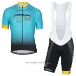 2017 Abbigliamento Ciclismo Astana Azzurro Manica Corta e Salopette