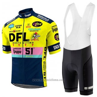 2017 Abbigliamento Ciclismo DFL Giallo Manica Corta e Salopette