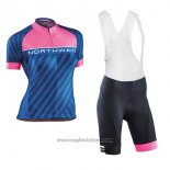 2017 Abbigliamento Ciclismo Donne Northwave Blu e Rosa Manica Corta e Salopette