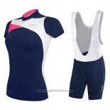 2017 Abbigliamento Ciclismo Donne Rh+ Blu Manica Corta e Salopette