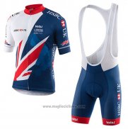 2017 Abbigliamento Ciclismo Kalas HSBC GB Blu e Bianco Manica Corta e Salopette